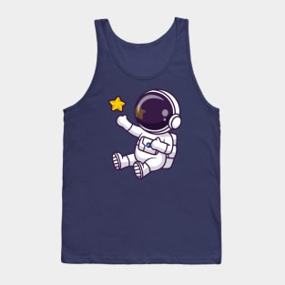 Cute Astronaut Sitting With Star Cartoon Tank Top